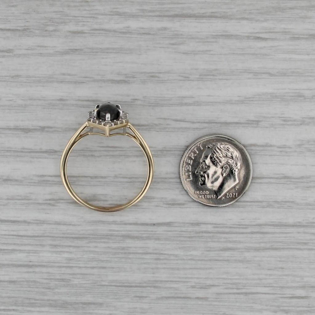 1.26ctw Galaxy Diamond Halo Ring 14k Yellow Gold Size 9.75 Engagement For Sale 1