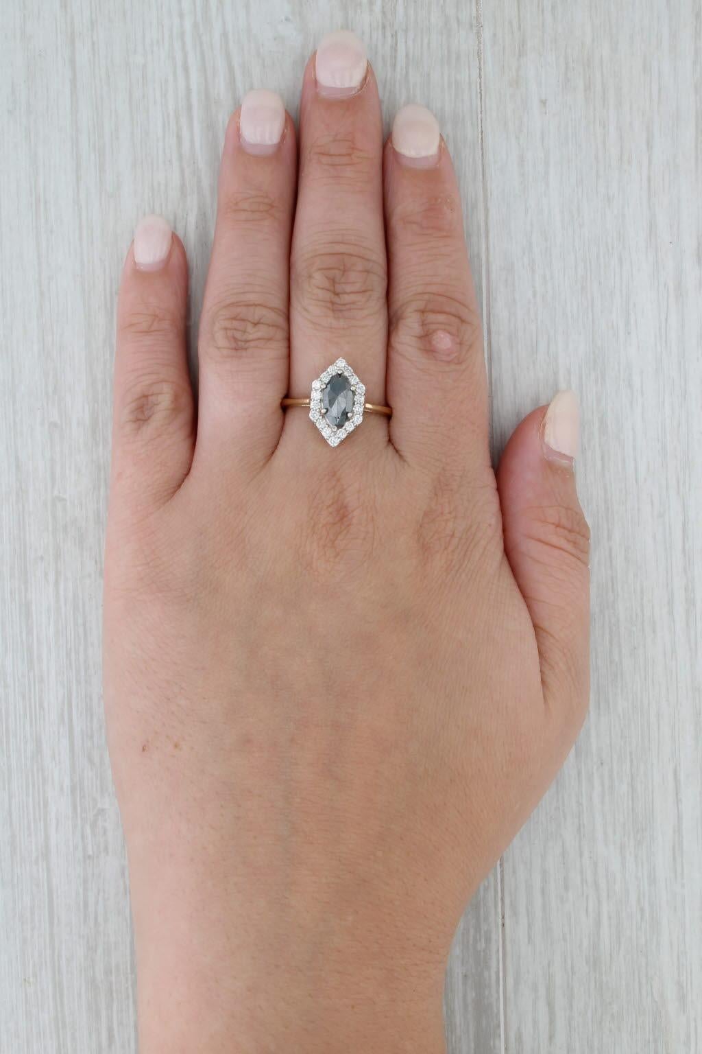 1.26ctw Galaxy Diamond Halo Ring 14k Yellow Gold Size 9.75 Engagement For Sale 2