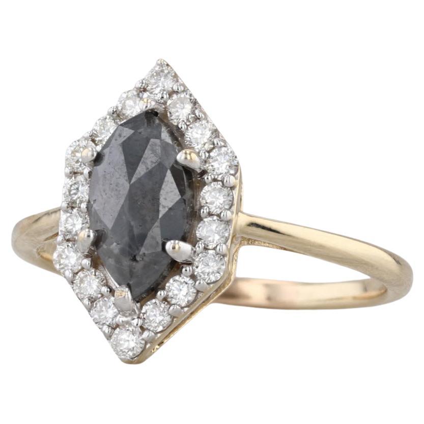 1.26ctw Galaxy Diamond Halo Ring 14k Yellow Gold Size 9.75 Engagement For Sale