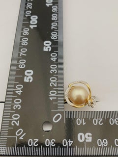 12.6MM South Sea Pearl Diamond Ring in 18 Karat Yellow Gold