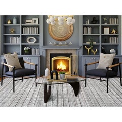 12'6"x15' Daisy White Moroccan Weave with Box Design Hand Knotted Pure Wool Rug