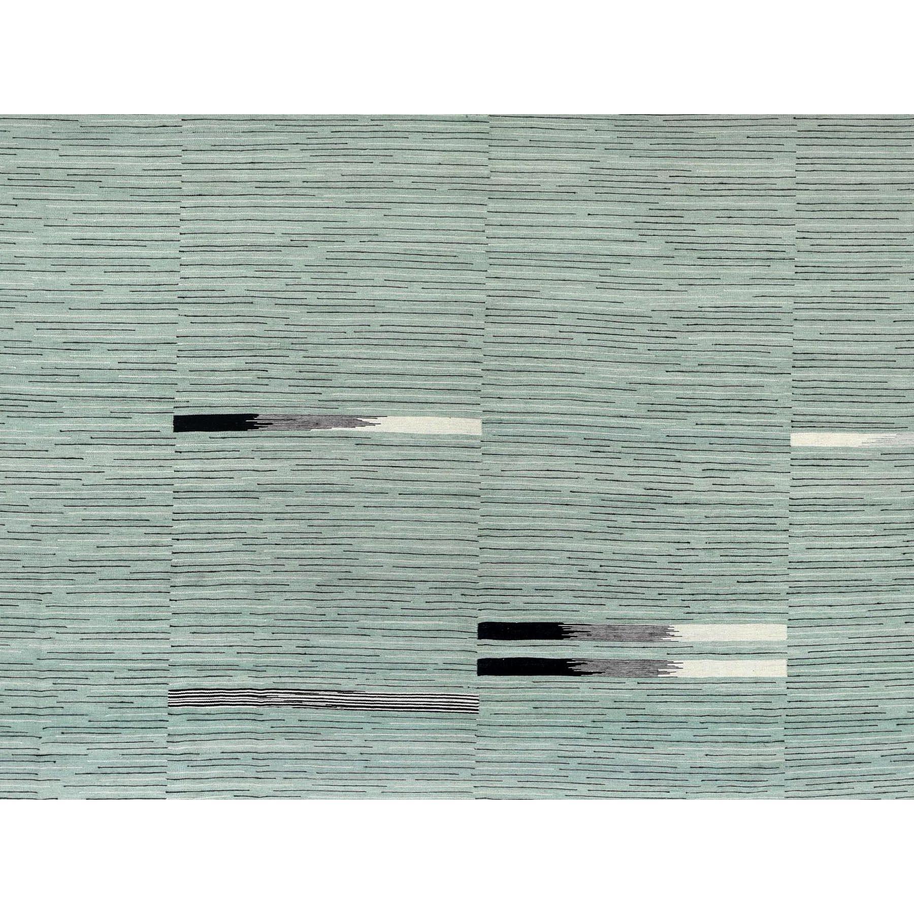 Dies ist eine wirklich echte one-of-a-kind Light Green Hand Woven Nomadic Stripe Design Flat Weave Kilim reine Wolle Reversible Oriental Oversize Teppich. Es wurde monatelang in jahrhundertealten Webtechniken von erfahrenen Kunsthandwerkern