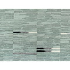12'6 "x15' Alfombra de Lana Kilim Tejida a Mano de Diseño Nómada en Tejido Plano Verde Claro