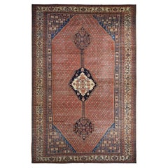 12'6"x19'6" Dark Coral Antique Persian Bakshaish Even Wear Wool Hand Knotted Rug