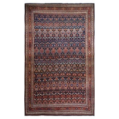 12'6"x20'1" Blue Antique Farsian Bijar Densley Woven Fine Wool Hand Knotted Rug