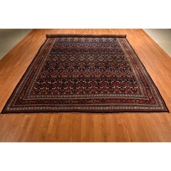 12'6"x20'1" Midnight Blue Antique Persian Bijar Wool Hand Knotted Oversized Rug
