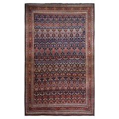 12'6"x20'1" Midnight Blue Antique Persian Bijar Wool Hand Knotted Oversized Rug