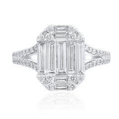 1,27 Karat Baguetteschliff Diamant Verlobungsring aus 18 Karat Weißgold