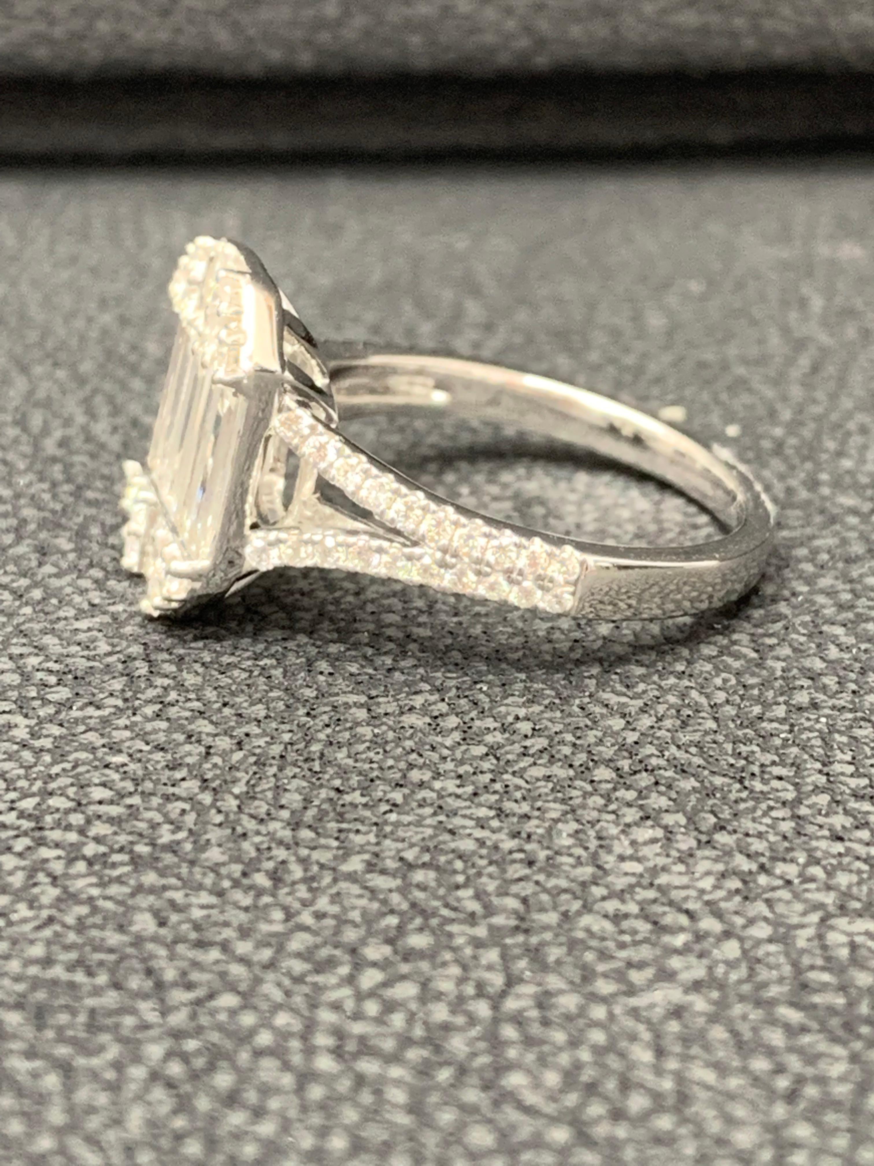 Modern 1.27 Carat Baguette Cut Diamond Engagement Ring in 18K White Gold For Sale