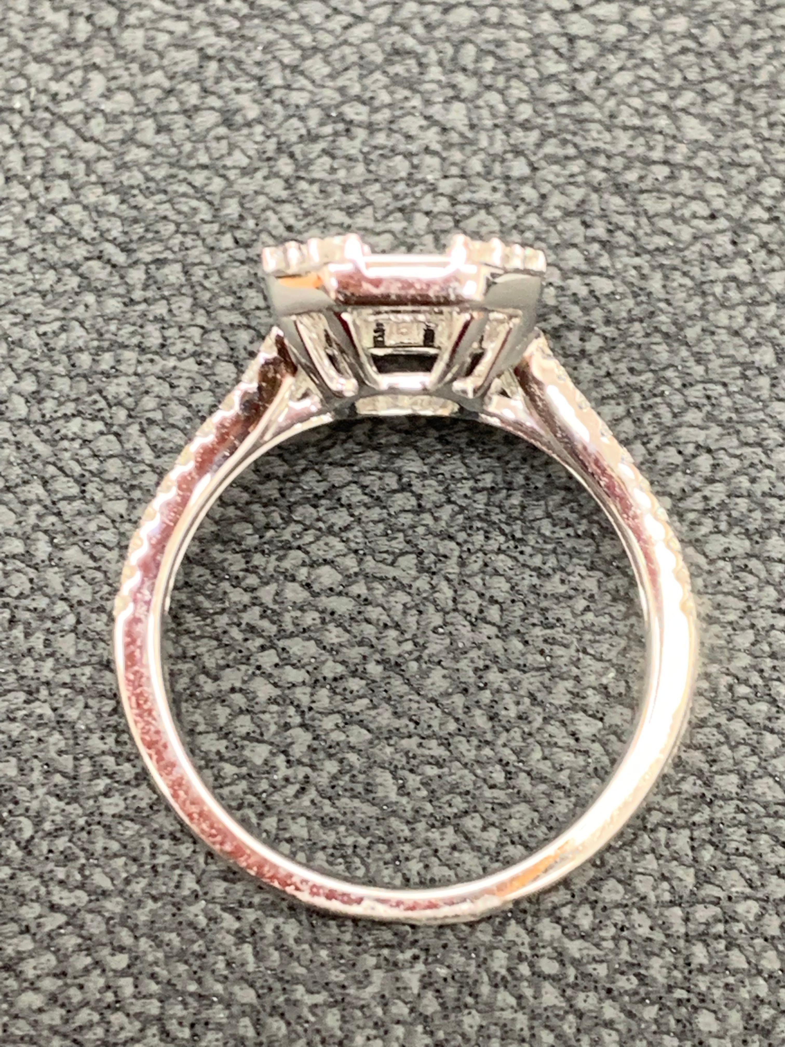 Women's 1.27 Carat Baguette Cut Diamond Engagement Ring in 18K White Gold For Sale