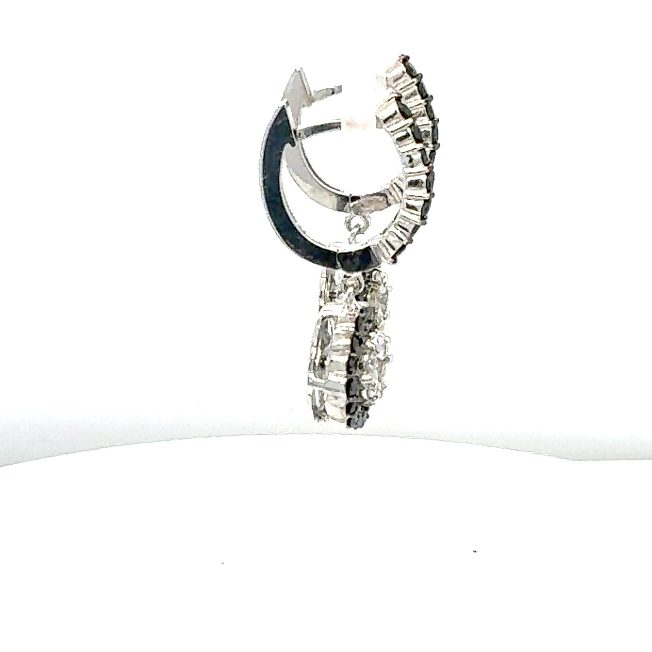 1,27 Karat schwarzer und weißer Diamant baumelnder Hebel 14K Gold Ohrringe im Zustand „Neu“ im Angebot in Los Angeles, CA