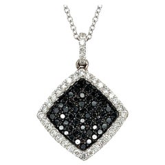 1.27 Carat Black Diamond White Diamond 14 Karat White Gold Chain Necklace