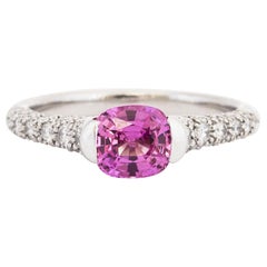 1.27 Carat Cushion Cut Pink Sapphire with .56 Carat