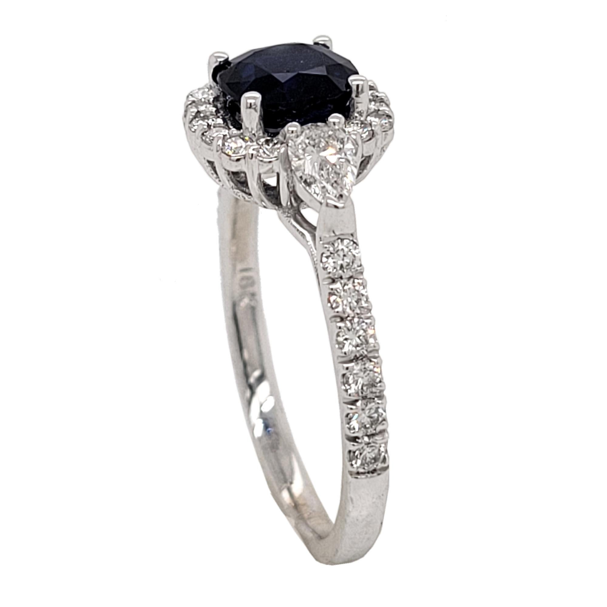 Cushion Cut 1.27 Carat Cushion Shape Sapphire 18 K Pave Set Engagement Ring with Halo For Sale