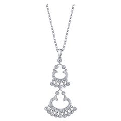 1.27 ct. t.w. Diamond Victorian Inspired Lacy 18k White Gold Drop Pendant