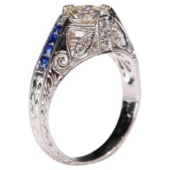 1,27 Karat Diamant und Saphir Halo Ring 18 Karat Weißgold Fein