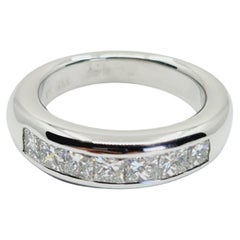 1.27 Carat Diamond Ring G/IF 14k White Gold, 7 Princess Cut Diamonds