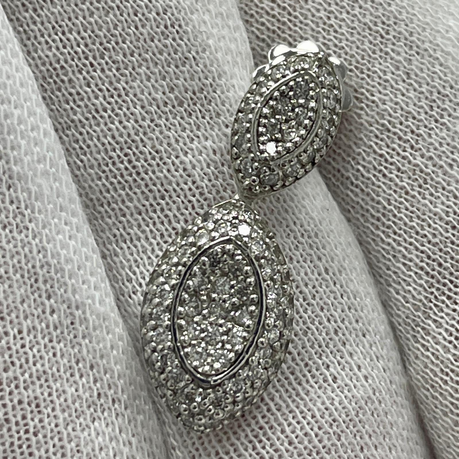 Brilliant Cut 1.27 Carat Diamond & White Gold Earrings For Sale