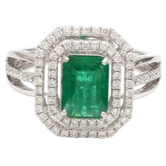 1.27 Carat Emerald Diamond 18 Karat White Gold Ring