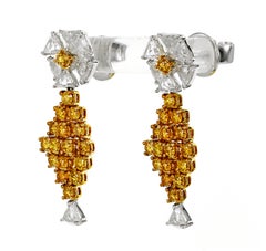 1.27 Carat Fancy Vivid Yellow Diamond Drop Earring