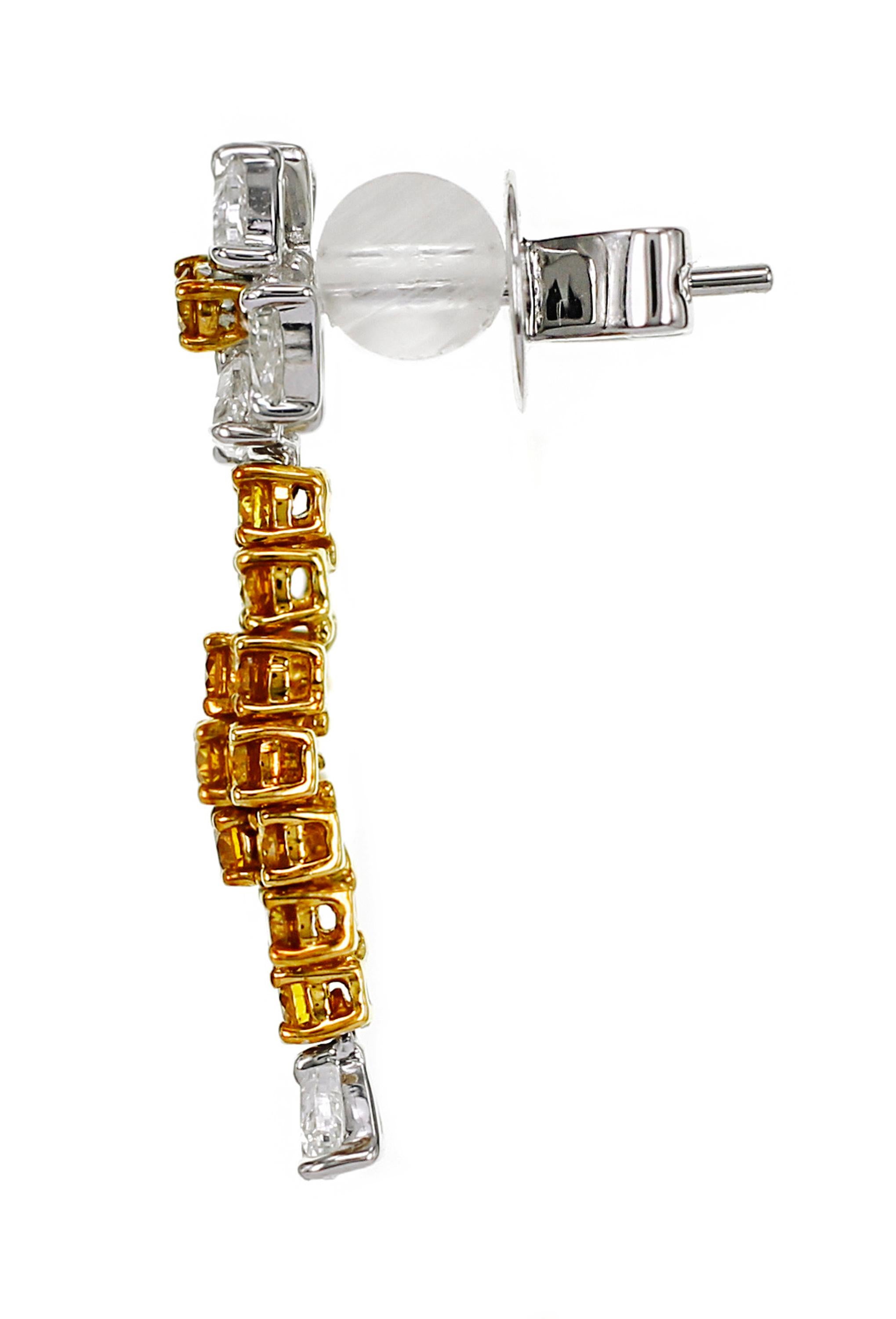 Modern 1.27 Carat Fancy Vivid Yellow Diamond Drop Earring For Sale