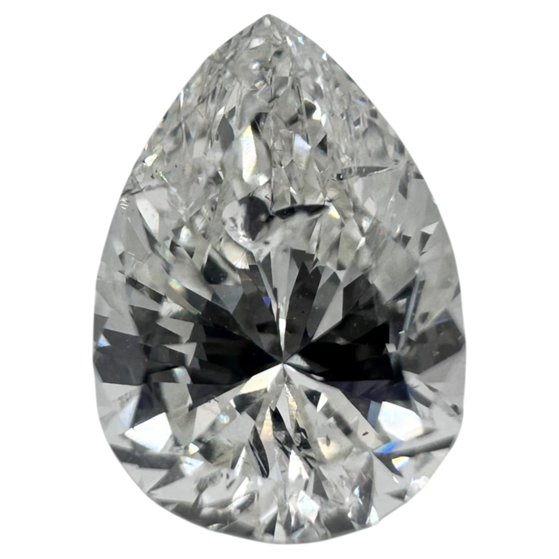 Diamant naturel de 1,27 carat certifié GIA I1, couleur I, taille brillant poire.