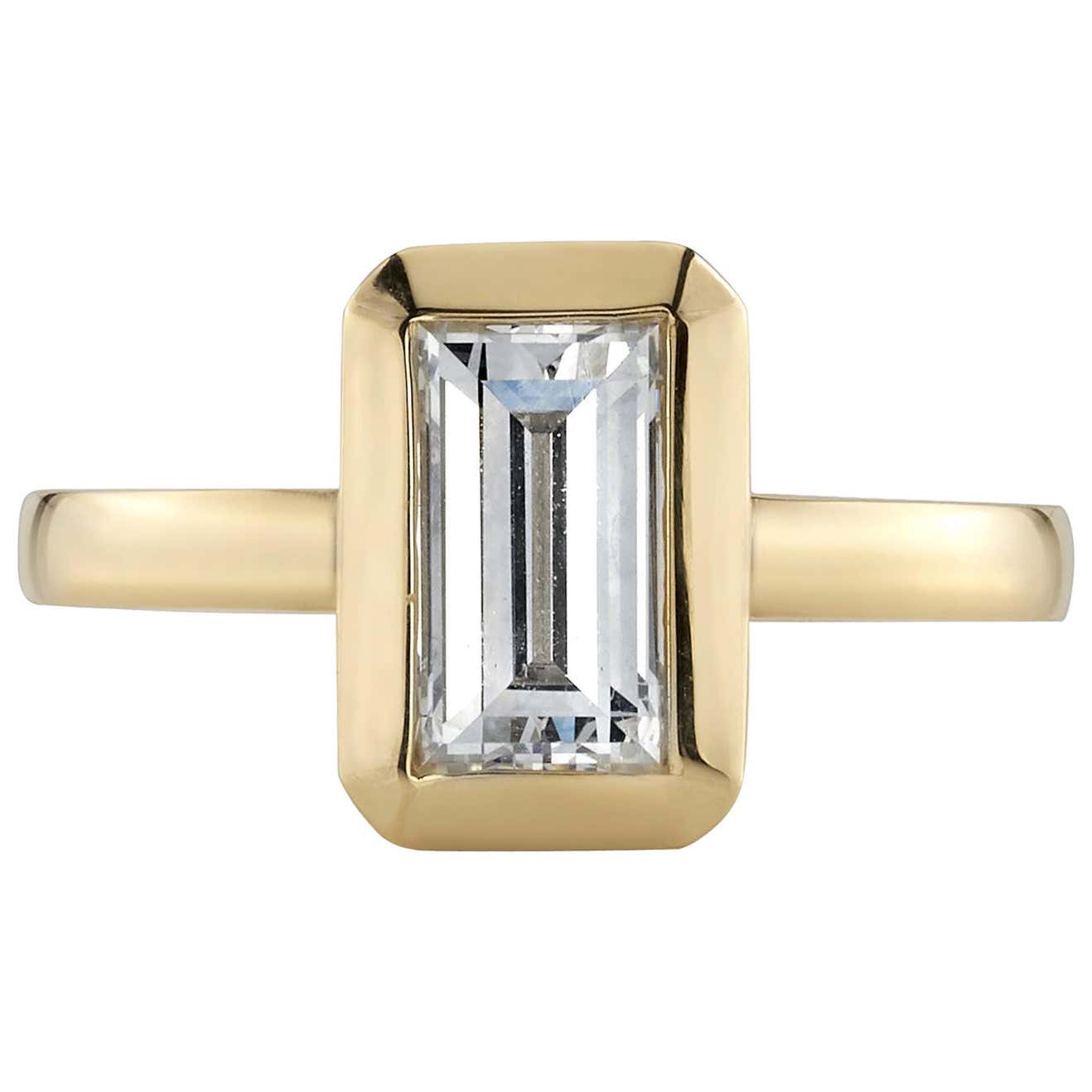 Handcrafted Bea Rectangular Step Cut Diamond Ring by Single Stone For ...