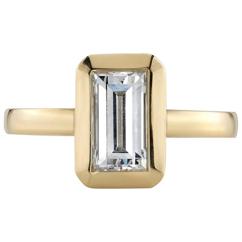 Handcrafted Bea Rectangular Step Cut Diamond Ring by Single Stone For ...