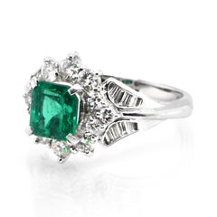 1.27 Carat Natural Colombian Emerald and Diamond Ring Made in Platinum