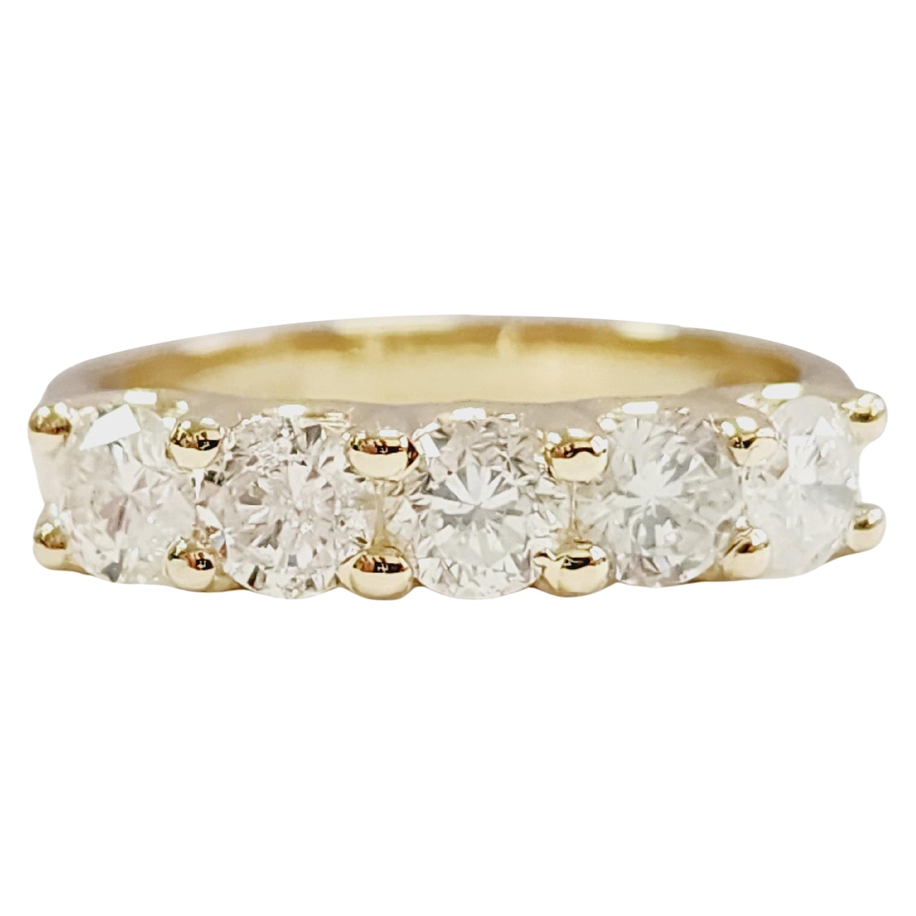 MARKDOWN, 1.27 Carat Natural Diamond Yellow Gold Mini Band Ring 14 Karat For Sale
