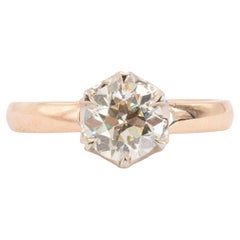 1.27 Carat Old Euro Brilliante Diamond Ring GIA Certified in 14k Two-Tone Ring (Bague à deux tons)