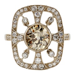 1.27 Carat Old European Cut Diamond Set in a Handcrafted 18k Champagne Gold Ring