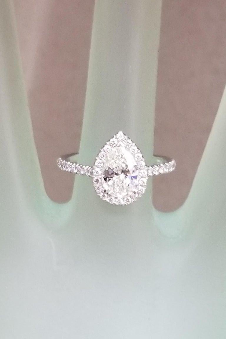 1.27 Carat Pear Shape Diamond with Diamond Halo total weight In New Condition For Sale In Los Angeles, CA