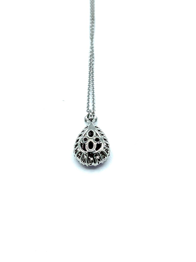 Women's or Men's 1.27 Carat Pear Shape Ruby and Diamond Platinum Pendant Necklace For Sale