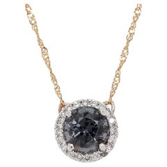 1.27 Carat Purple Sapphire and Diamond Pendant