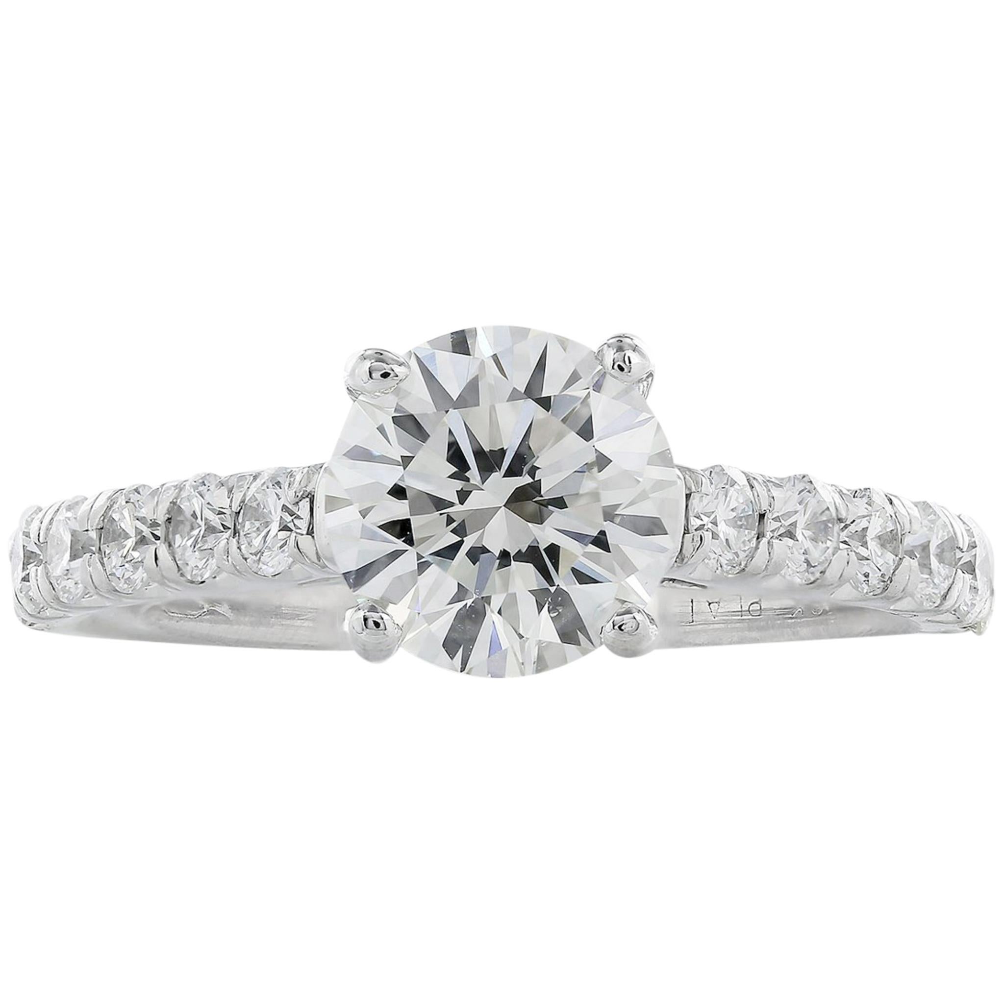 1.27 Carat Round Brilliant Cut Diamond Solitaire Ring For Sale