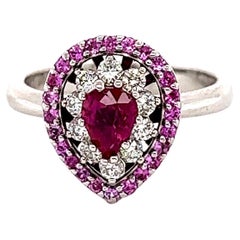 1.27 Carat Ruby Pink Sapphire Diamond White Gold Engagement Ring