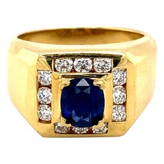 1.27 Carat Sapphire 0.36 Carat Diamond Ring in 18 Karat Yellow Gold