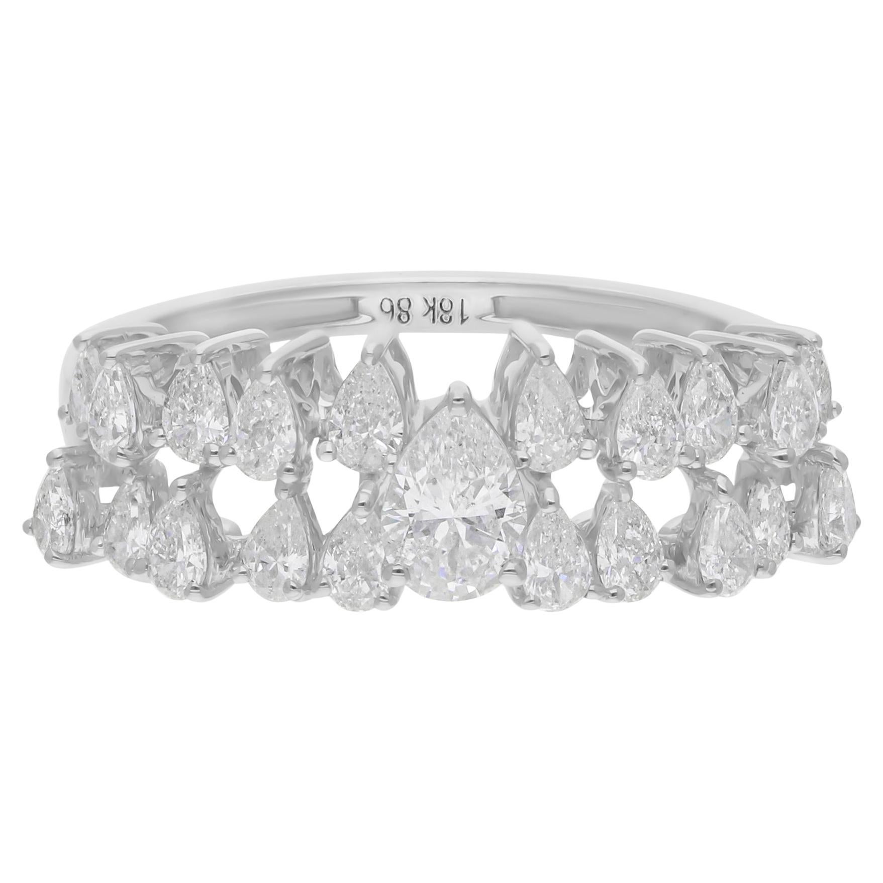 1.27 Carat SI Clarity HI Color Pear Diamond Ring 18 Karat White Gold Jewelry