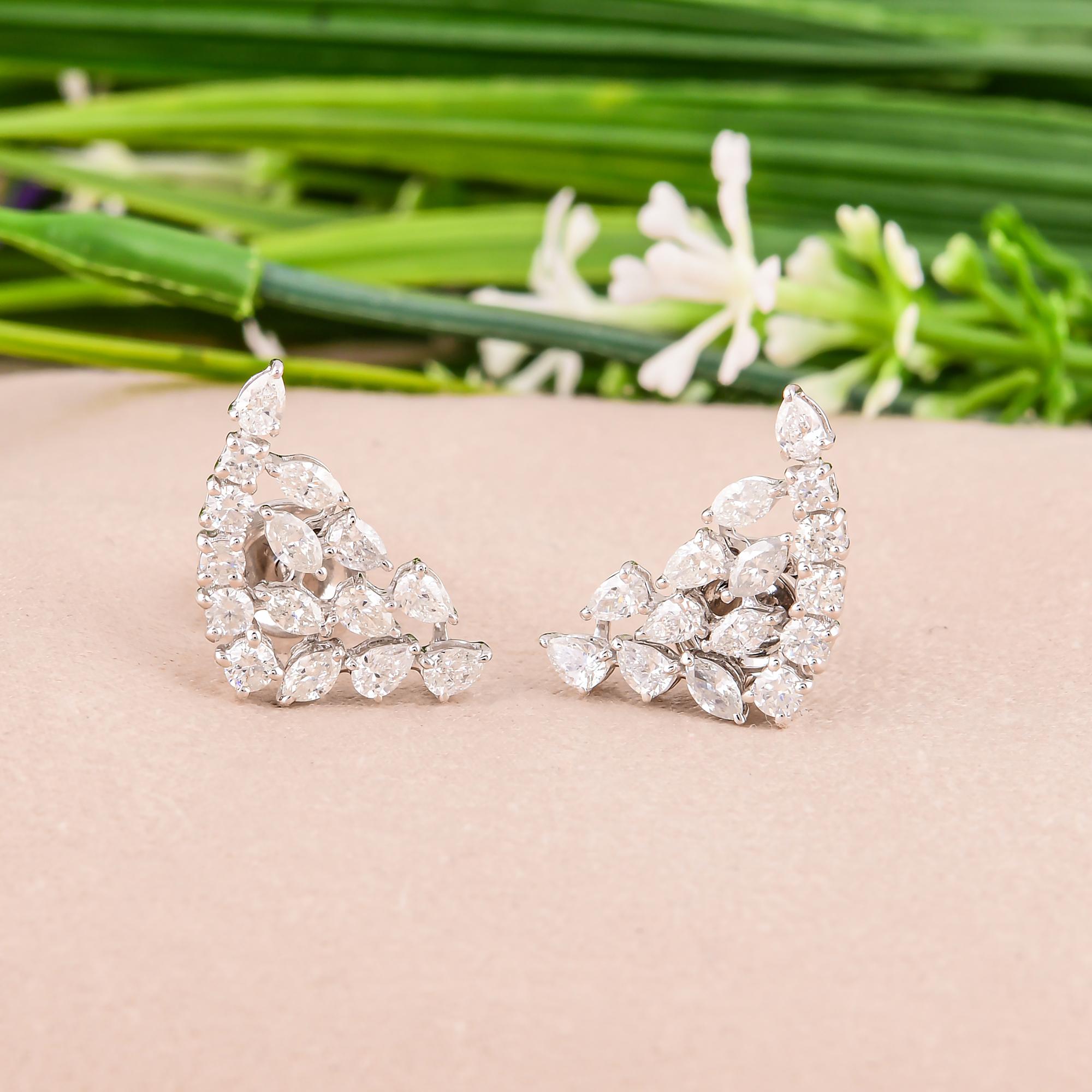 1,27 Carati SI/H Orecchini di diamanti tondi a forma di pera e marquise in oro bianco 14 carati In condizioni Nuovo in vendita a Diera, Dubai