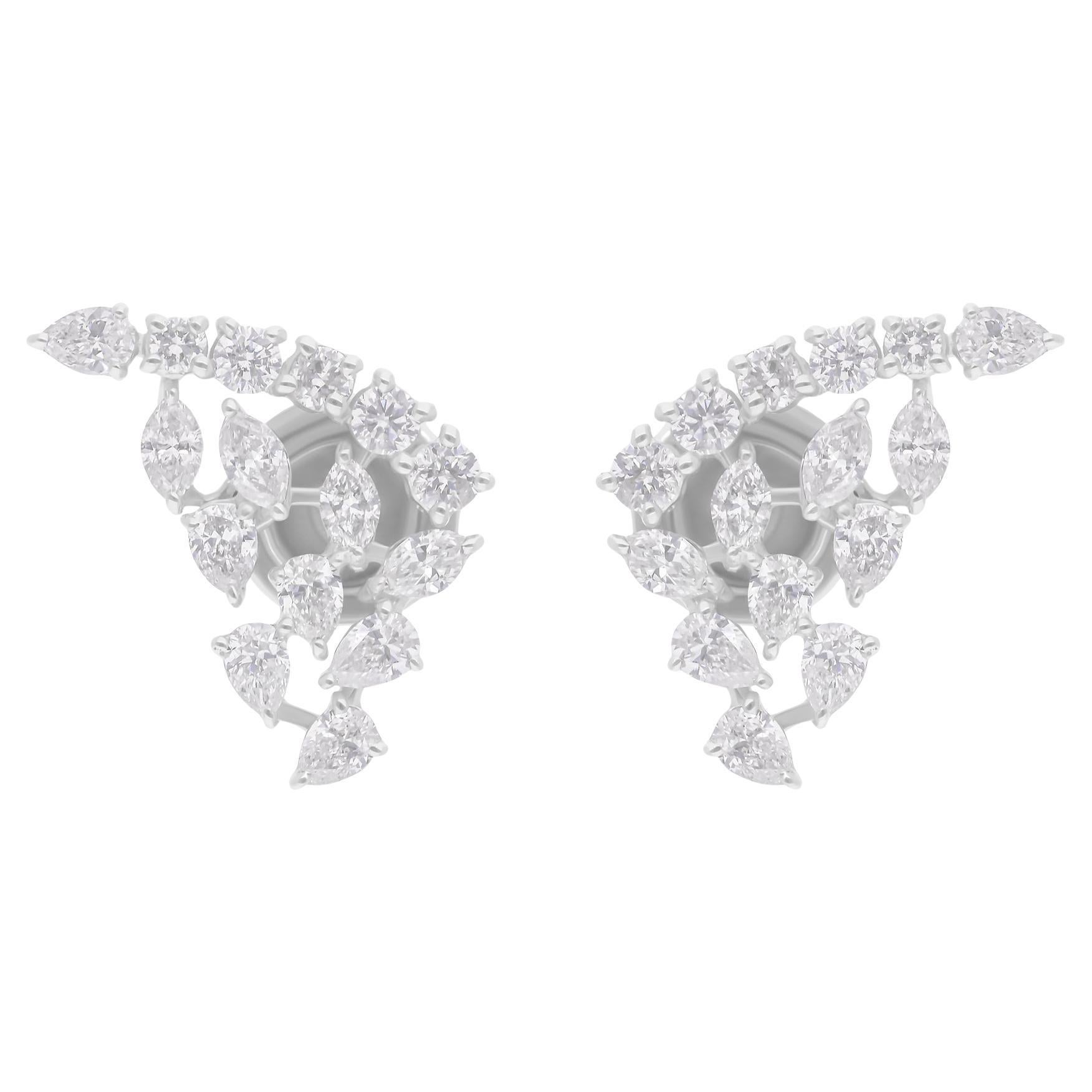 Pendientes de diamantes SI/H redondos marquesa pera de 1,27 quilates Joyas de oro blanco de 18 quilates