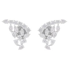 Pendientes de diamantes SI/H redondos marquesa pera de 1,27 quilates Joyas de oro blanco de 18 quilates