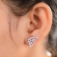 1.27 Carat SI/H Round Marquise Pear Diamond Stud Earrings 18K White Gold Jewelry