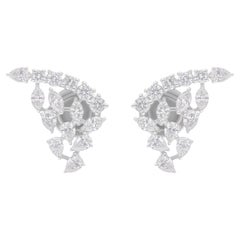1.27 Carat SI/H Round Marquise Pear Diamond Stud Earrings 18K White Gold Jewelry