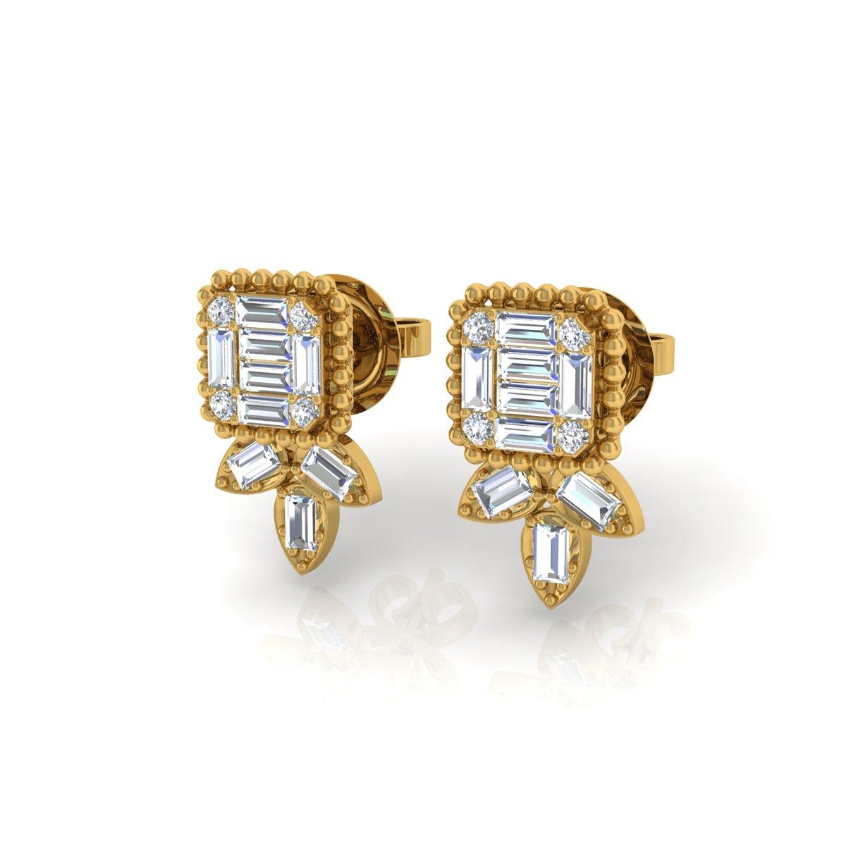 Item Code :- SEE-11757
Gross Weight :- 3.82 gm
18k Yellow Gold Weight :- 3.57 gm
Diamond Weight :- 1.27 Carat  ( AVERAGE DIAMOND CLARITY SI1-SI2 & COLOR H-I )
Earrings Length :- 16 mm approx.
✦ Sizing
.....................
We can adjust most items