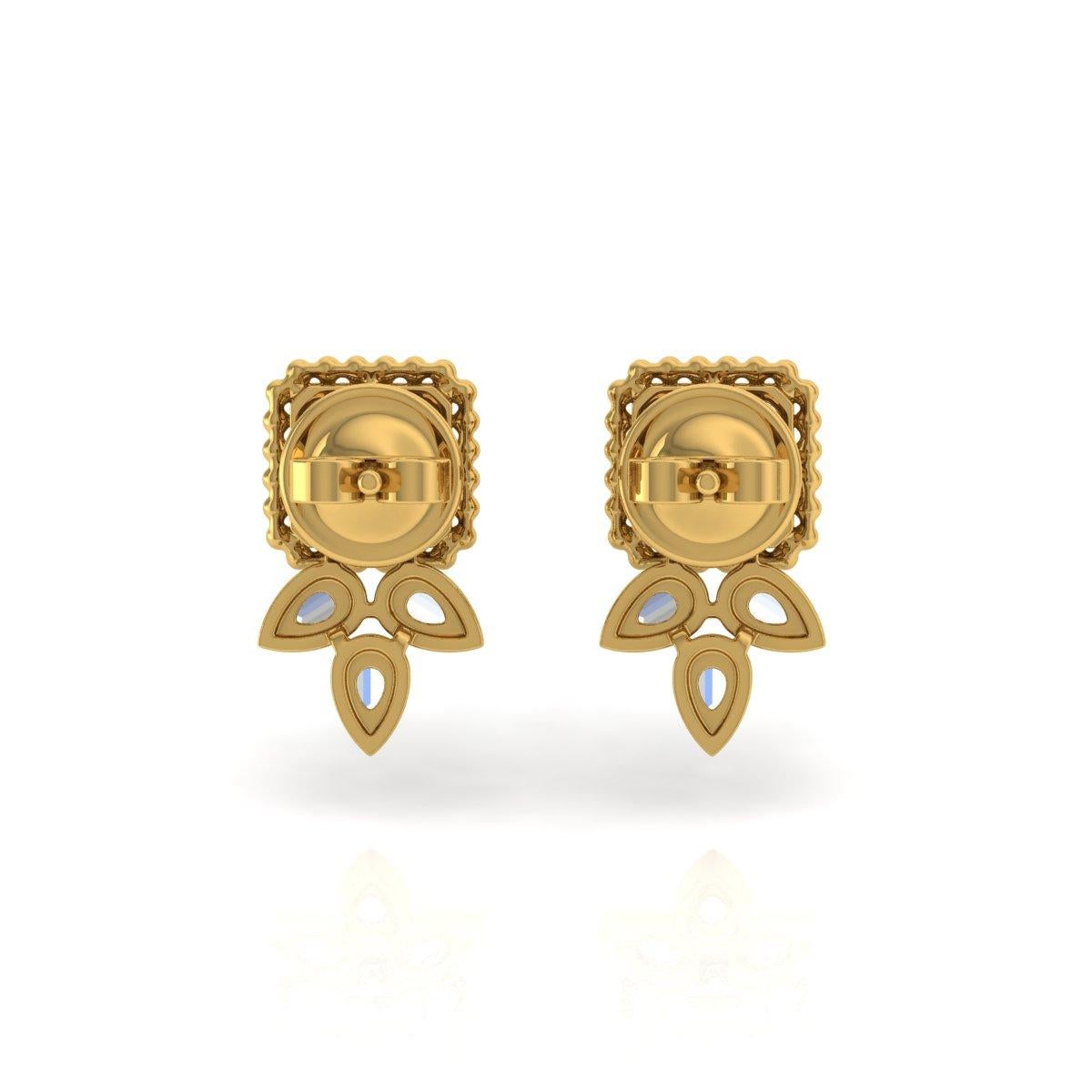 Baguette Cut 1.27 Carat SI/HI Baguette Diamond Stud Earrings 18 Karat Yellow Gold Jewelry For Sale