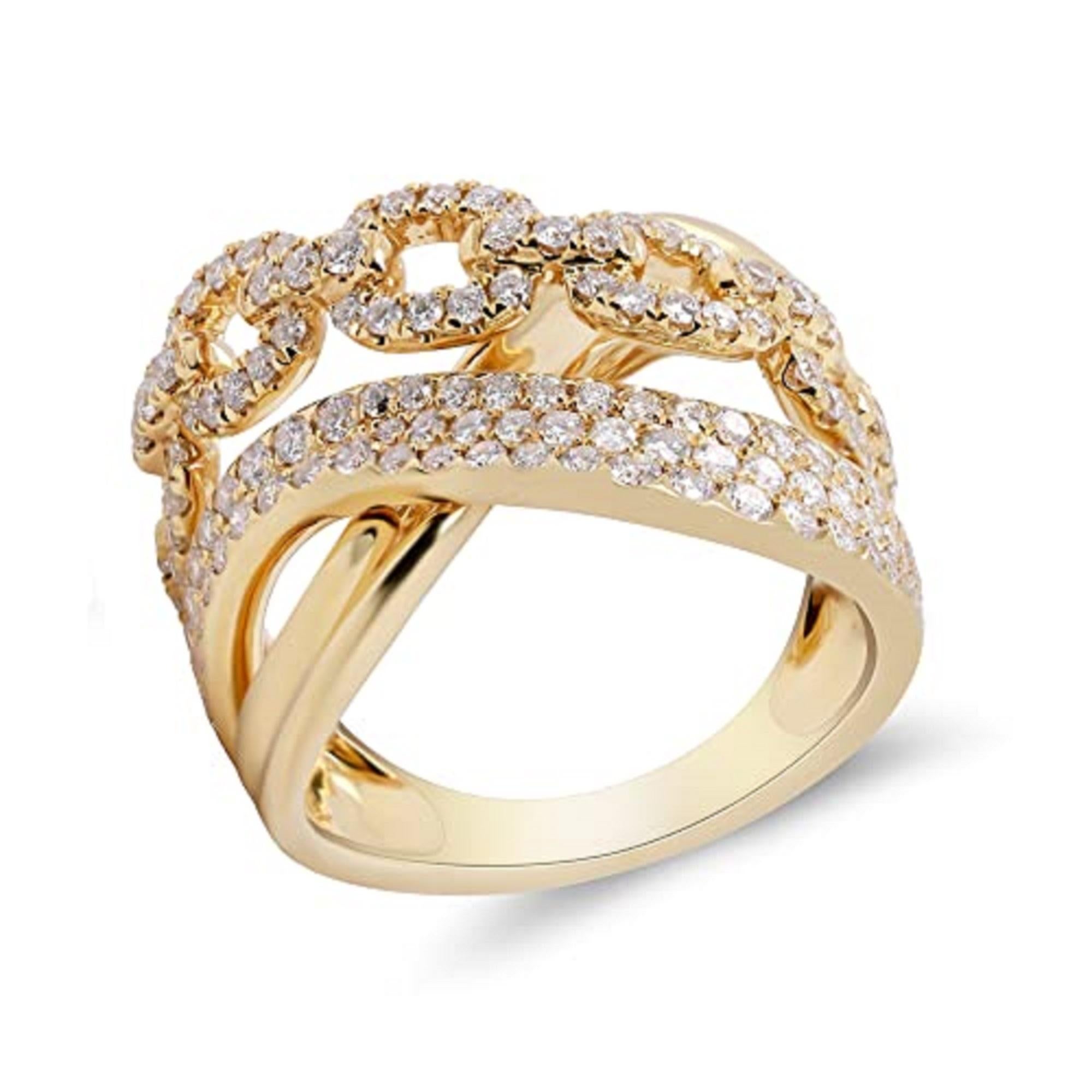 1.27 Carat Total Weight Round Diamond 18 Karat Yellow Gold Cocktail Ring In New Condition For Sale In New York, NY