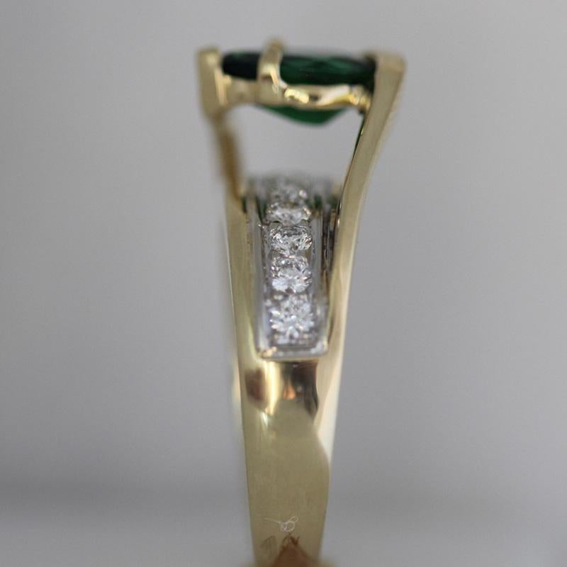 1.27 Carat TW Pear Green Tourmaline 18 Karat Yellow Cocktail Ring, Ben Dannie In New Condition For Sale In West Hollywood, CA