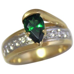1.27 Carat TW Pear Green Tourmaline 18 Karat Yellow Cocktail Ring, Ben Dannie