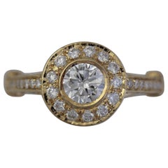 1.27 Carat TW Round Diamond 18 Karat Y Engagement Halo Ring, Ben Dannie
